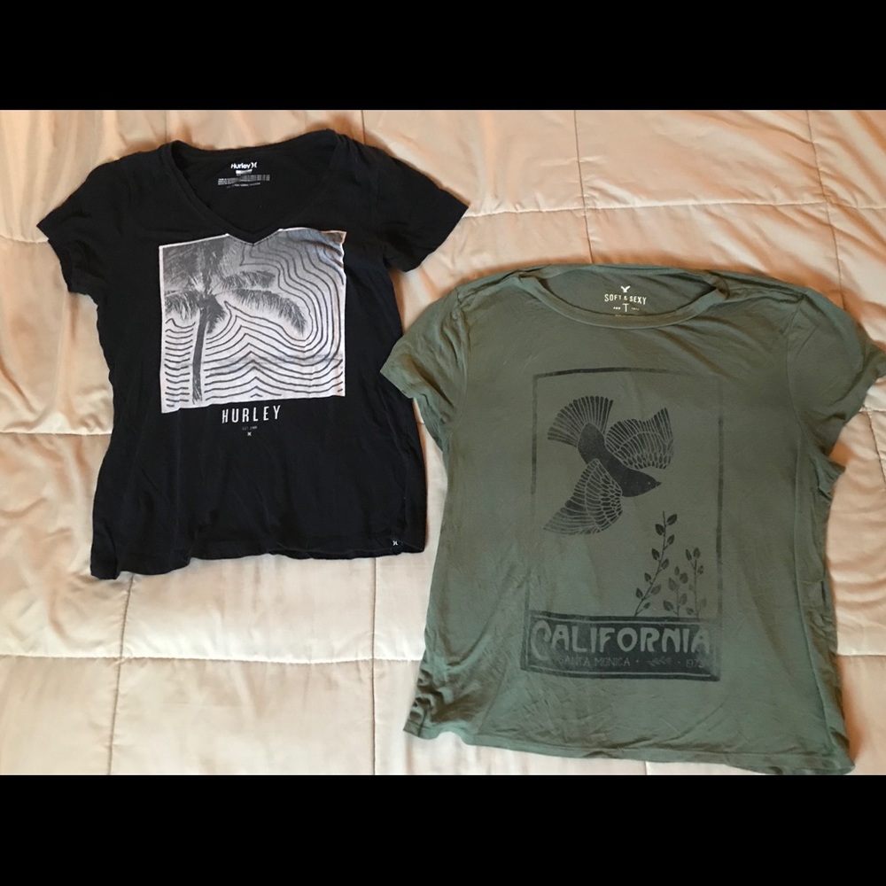 T-Shirts Hurley M and American Eagle L